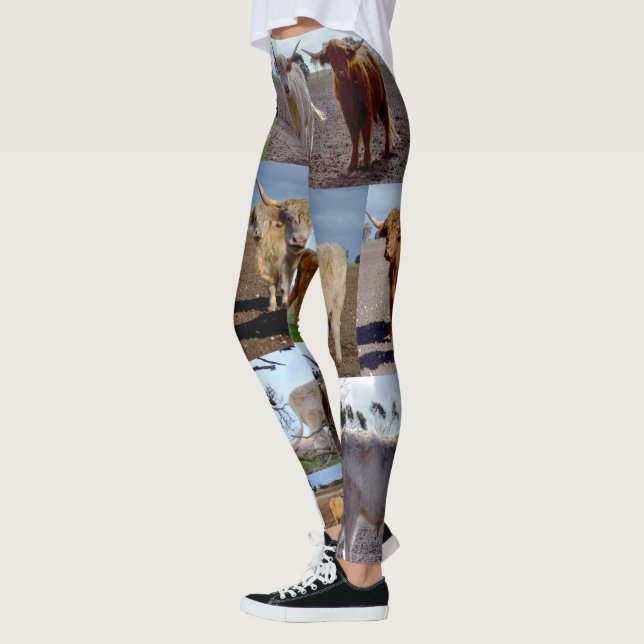 Highland Cow Photo Collage Leggings (Vänster)