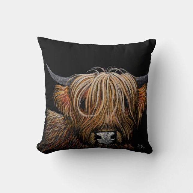 Highland Cow Pillow 'Hamish' Dekorativ kudde Cushi (Framsida)