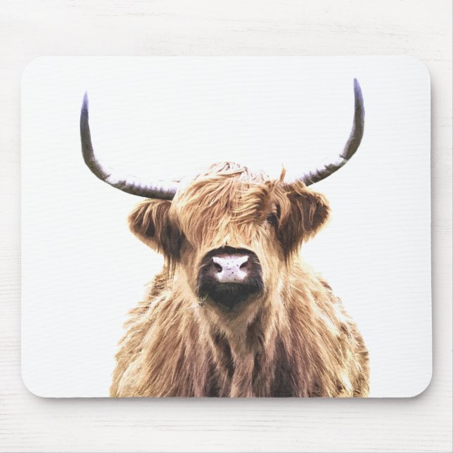 Highland Cow Porträtt Musmatta (Framsidan)