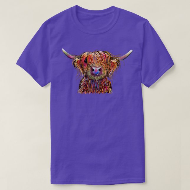 Highland Cow Print Animal Print ' Bertie '  T Shirt (Design framsida)