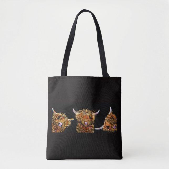 HiGHLaND CoW PRiNT "THe SCoTieS" ToTe BaG Tygkasse (Framsida)