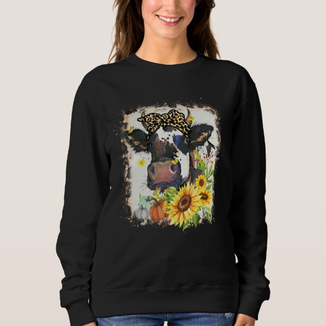 Highland Cow Pumpkins Fall Western Long Horn Heife T Shirt (Framsida)