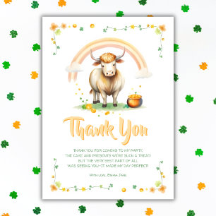 Highland Cow Rainbow St patricks day Birthday Tack Kort