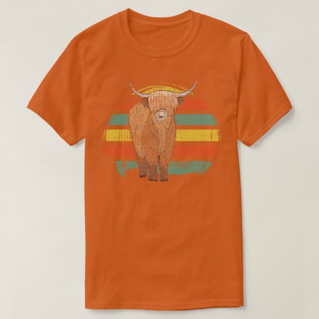 Highland Cow Retro T Shirt (Design framsida)