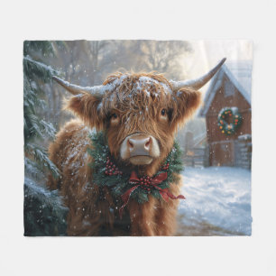 Highland Cow Rustic Barnyard jul Fleecefilt