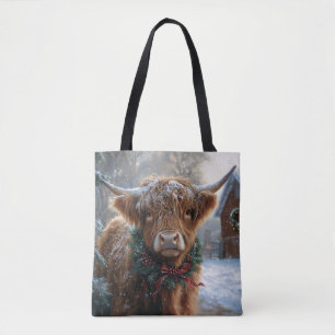 Highland Cow Rustic Barnyard jul Tygkasse
