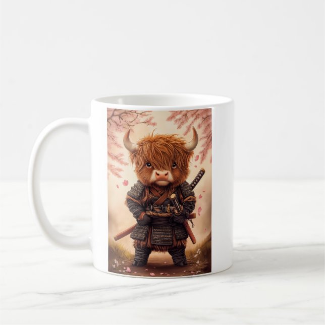 Highland Cow Samurai Kaffemugg (Vänster)