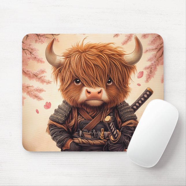 Highland Cow Samurai Musmatta (Med mus)