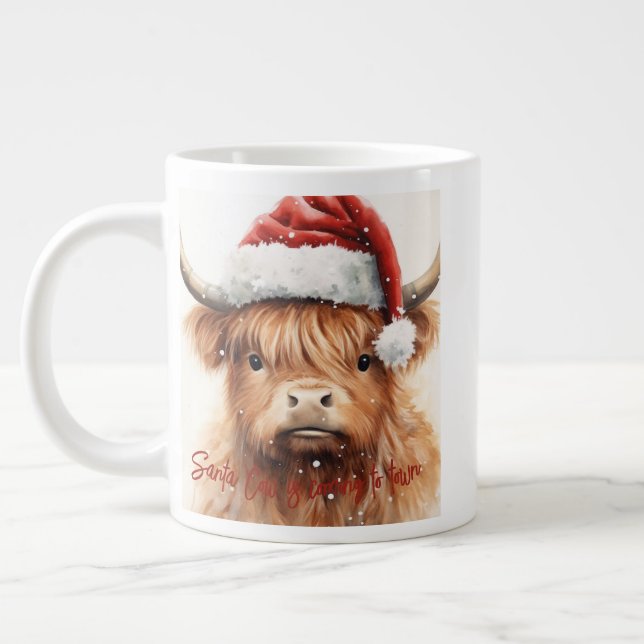 Highland Cow Santa 20 oz Jumbo Coffee Mugg (Vänster)