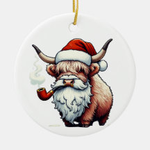 Highland Cow Santa - Funny Rustic Decor