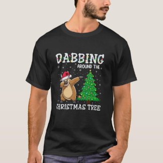 Highland Cow Santa Hat Dabbing runt Christma T Shirt