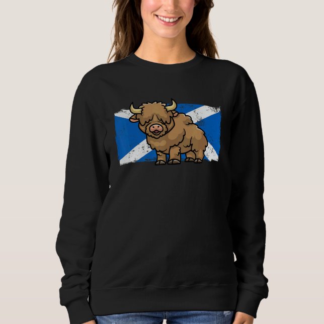 Highland Cow   Scotland Flag Scottish Farmer Rodeo T Shirt (Framsida)