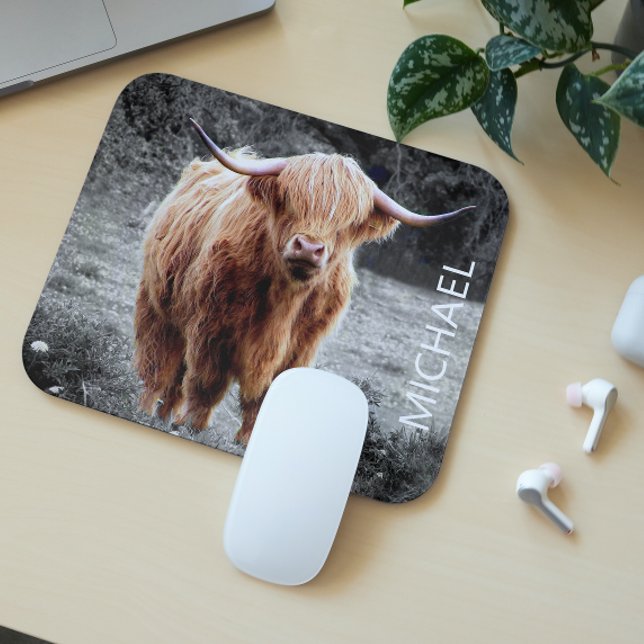 Highland Cow Scotland Personlig namn Musmatta (Skapare uppladdad)