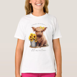 Highland Cow Solros Bucket Girls'' T Shirt