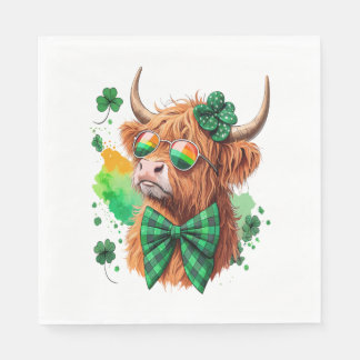 Highland Cow St Patrick's , Lucky Cow Pappersservett
