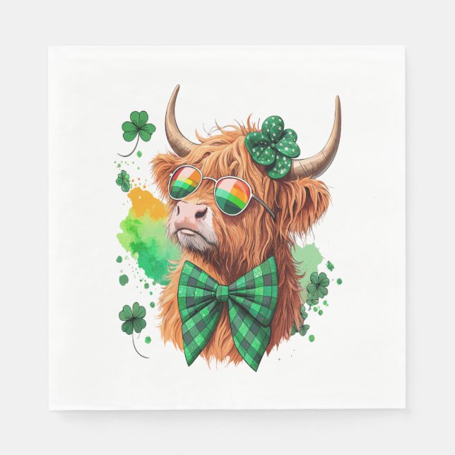 Highland Cow St Patrick's , Lucky Cow Pappersservett (Framsidan)