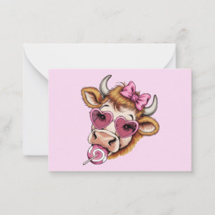 Highland Cow Valentine Coquette Alla hjärtans dag Anteckningskort