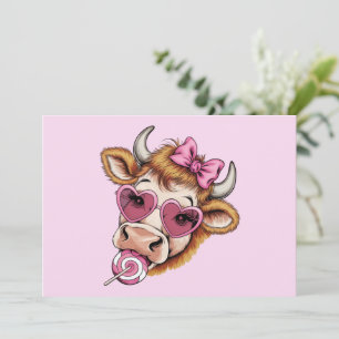 Highland Cow Valentine Coquette Alla hjärtans dag Inbjudningar
