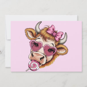 Highland Cow Valentine Coquette Alla hjärtans dag Julkort