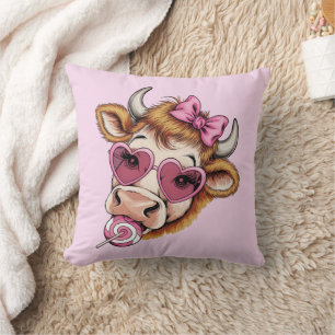 Highland Cow Valentine Coquette Alla hjärtans dag Kudde