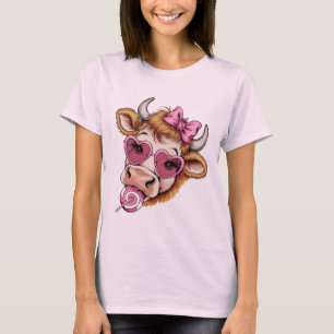 Highland Cow Valentine Coquette Alla hjärtans dag T Shirt