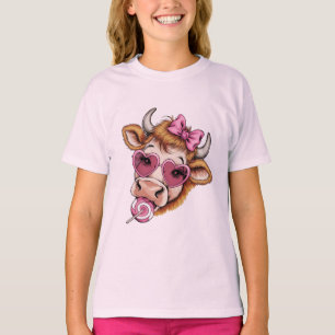 Highland Cow Valentine Coquette Alla hjärtans dag T Shirt