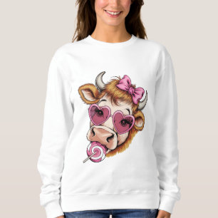 Highland Cow Valentine Coquette Valentine Day T Shirt