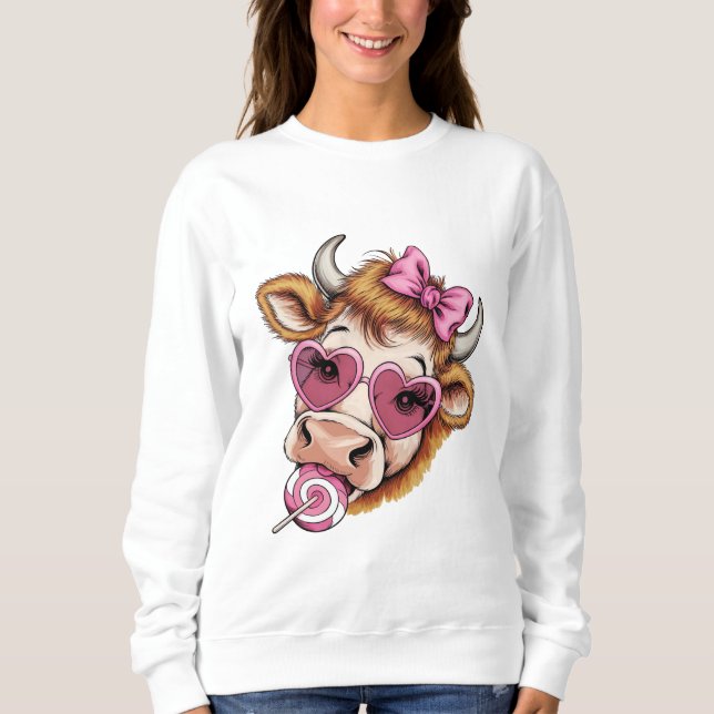 Highland Cow Valentine Coquette Valentine Day T Shirt (Framsida)