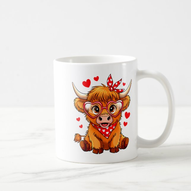 Highland Cow Valentines Day Funny Hearts Valentine Kaffemugg (Höger)