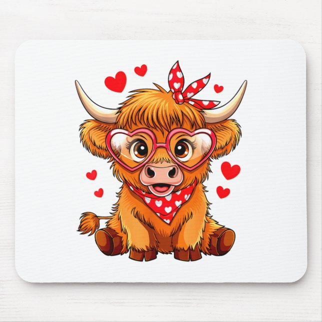 Highland Cow Valentines Day Funny Hearts Valentine Musmatta (Framsidan)