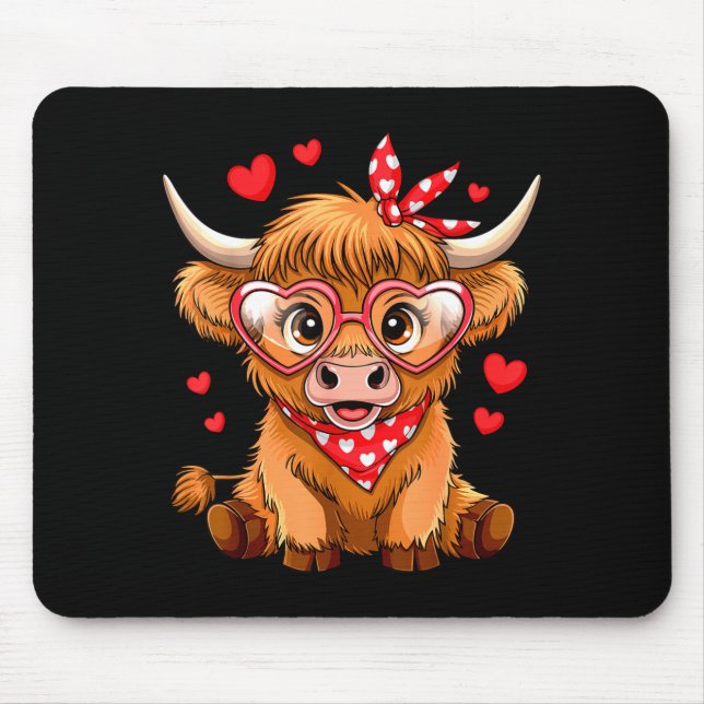 Highland Cow Valentines Day Funny Hearts Valentine Musmatta (Framsidan)