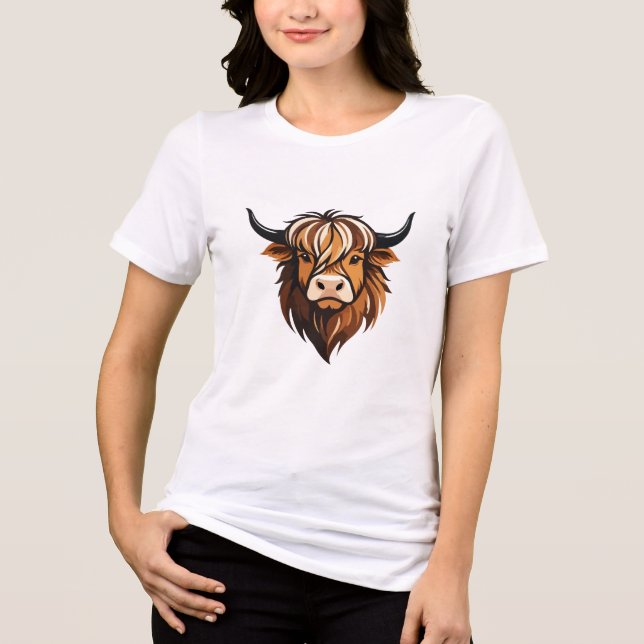 Highland Cow Vector Art Animal Modern Urban City T Shirt (Framsida)