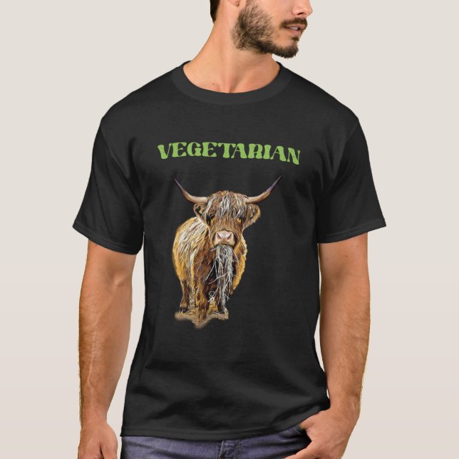 Highland Cow  Vegetarian T Shirt (Framsida)
