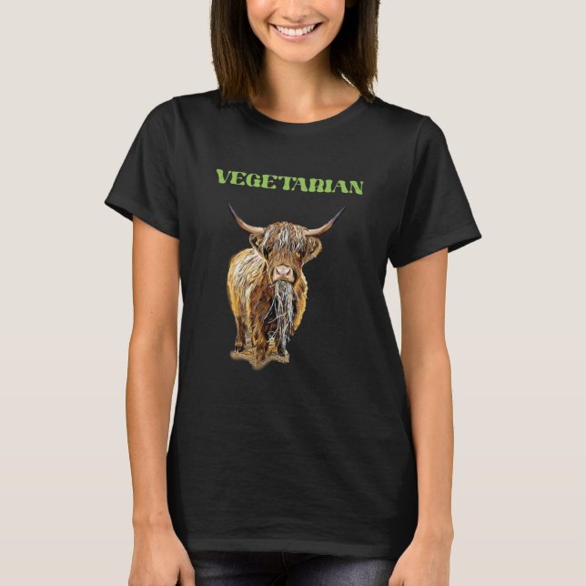 Highland Cow  Vegetarian T Shirt (Framsida)
