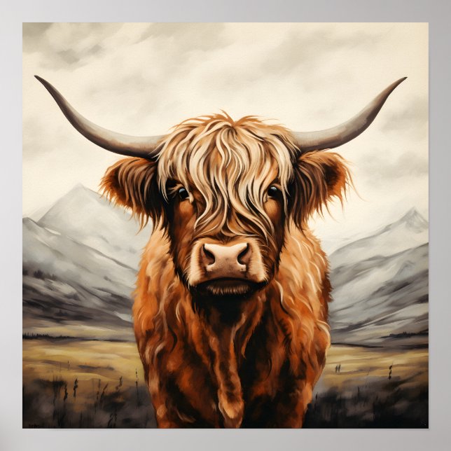 Highland Cow Wall Art Poster (Framsidan)