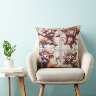 Highland Cow Watercolor Kudde