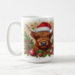 Highland Cow Wearing Santa Hat jul Kaffemugg