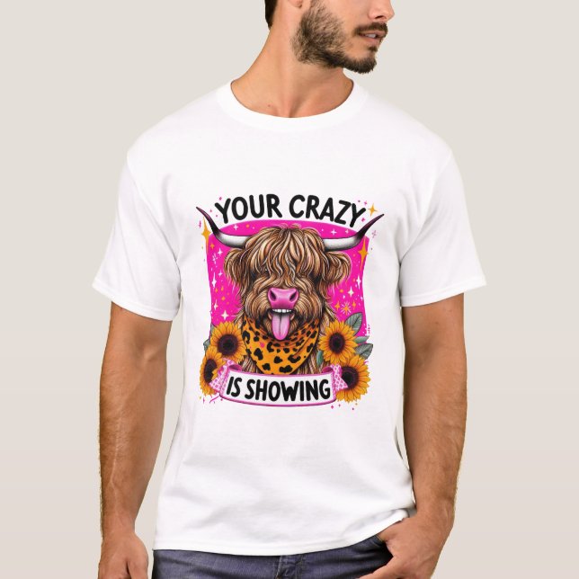 Highland Cow with Sunflowers Funny Quote T Shirt (Framsida)