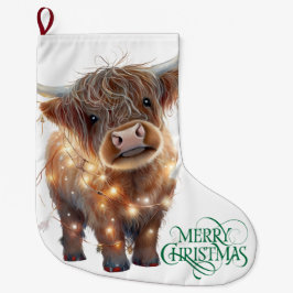 highland cow xmas Christmas Stocking Stor Julstrumpa