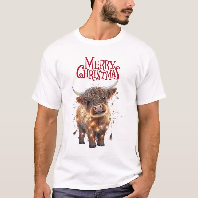 Highland cow xmas T-Shirt (Framsida)
