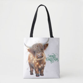 highland cow xmas Tote Tygkasse