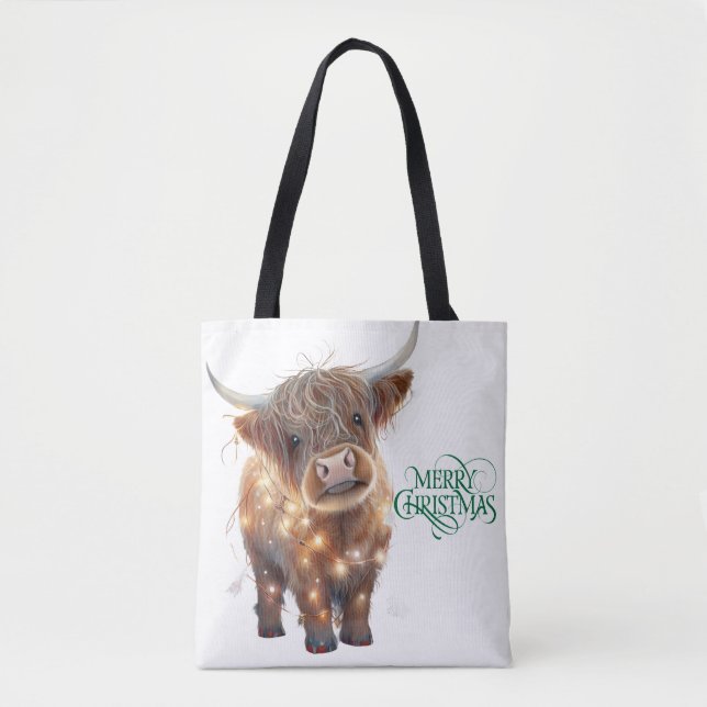 highland cow xmas Tote Tygkasse (Framsida)