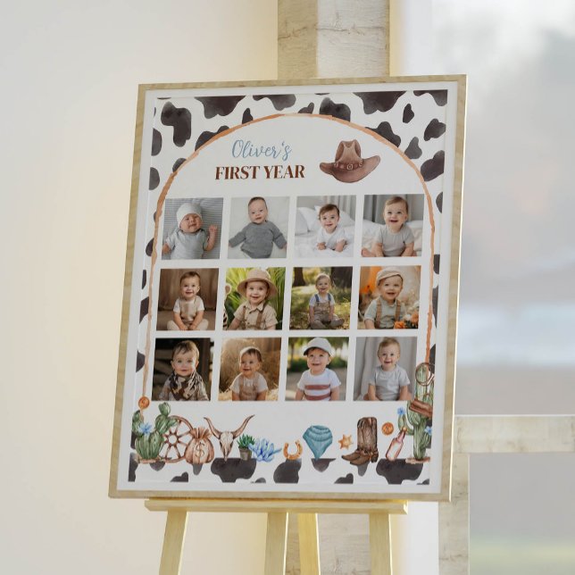 Highland Cowboy First Birthday Milestone Sign Poster (Skapare uppladdad)