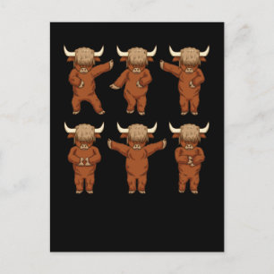 Highland Cows Älskare Women Dancing Scottish Highl Vykort