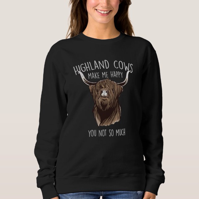 Highland Cows Make Me Happy Highland Cow T Shirt (Framsida)