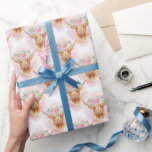 Highland Cows Pink Florals Baby Shower Birthday Presentpapper<br><div class="desc">Pink Florals and highland cows on this wrapping paper. Perfect for baby showers and birthday's or for anyone who loves highland cows.</div>
