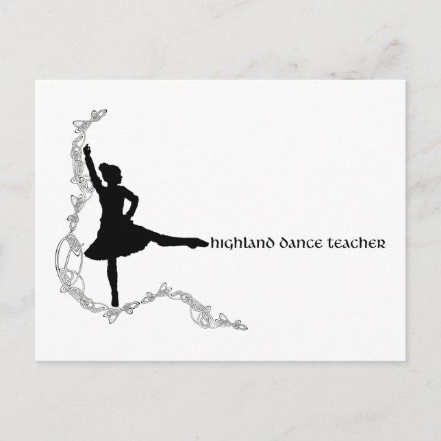 Highland Dance Teacher - Black Silhouette Vykort (Framsida)
