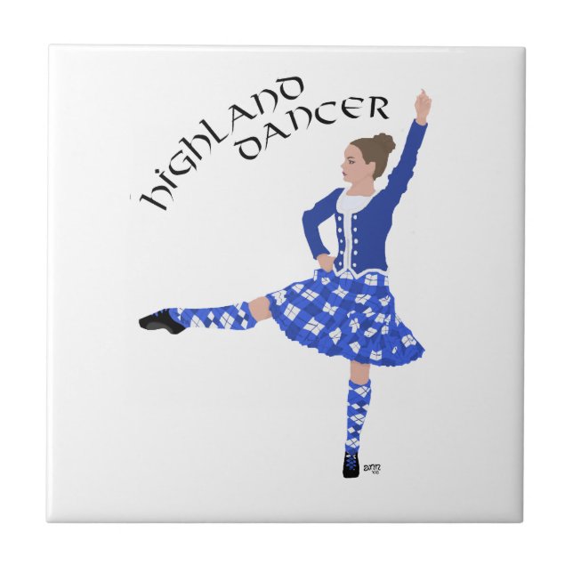 Highland Dancer in Blue Kakelplatta (Framsidan)