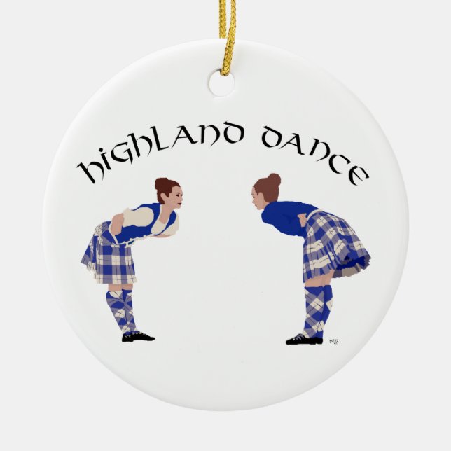 Highland Dancers Bow Julgransprydnad Keramik (Framsidan)