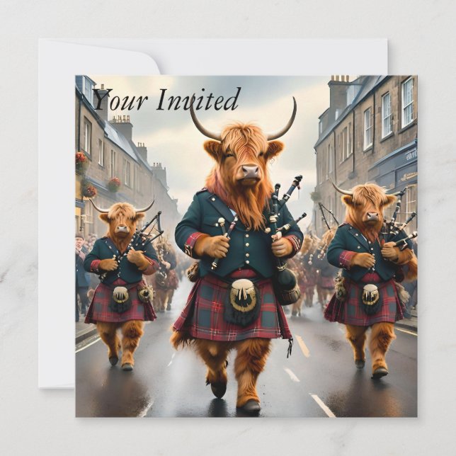 Highland Harmony: Bagpipe Highland Cow Band Inbjudningar (Framsida)
